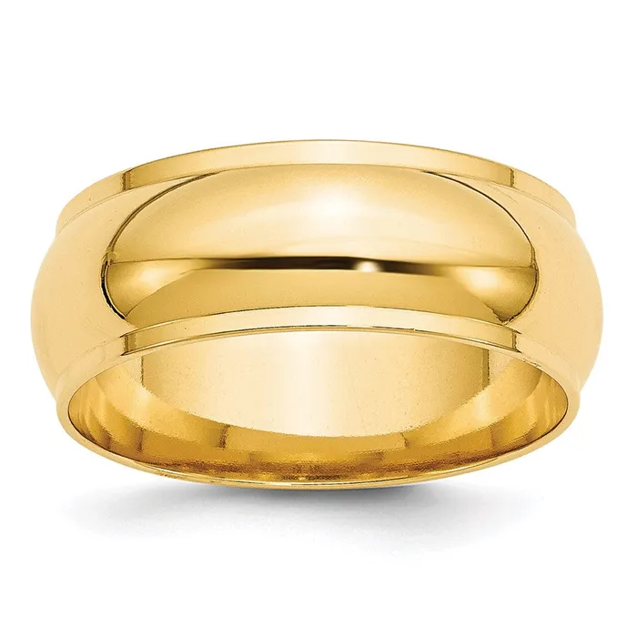 Solid 18K Yellow Gold 8mm Half Round with Edge MensWomens Wedding Band Ring Size 135 Goldia Rings Solid 18K Yellow Gold 8mm Half Round with Edge MensWomens Wedding Band Ring Size 135 Goldia Rings