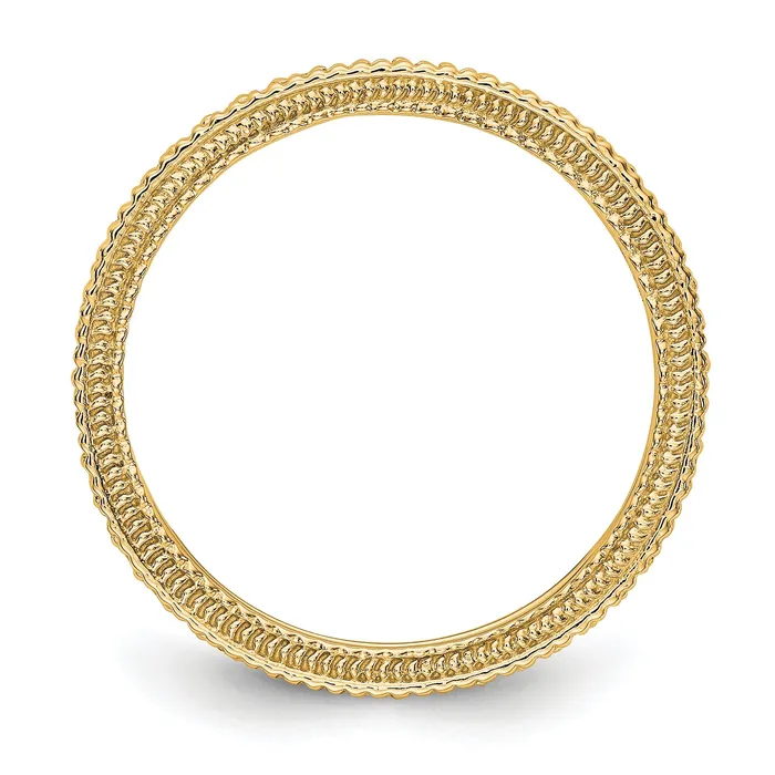 Solid Real 14k Polished 13CT Milgrain Edge CZ Eternity Wedding Band Ring Goldia Rings