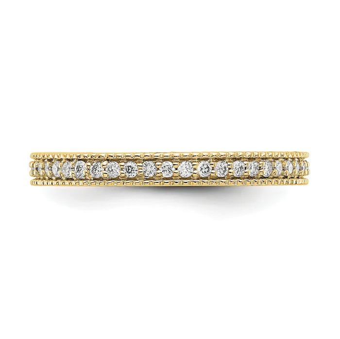 Solid Real 14k Polished 13CT Milgrain Edge CZ Eternity Wedding Band Ring Goldia Rings