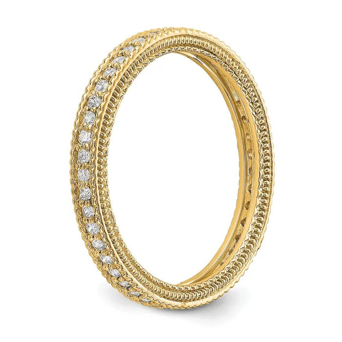 Solid Real 14k Polished 13CT Milgrain Edge CZ Eternity Wedding Band Ring Goldia Rings