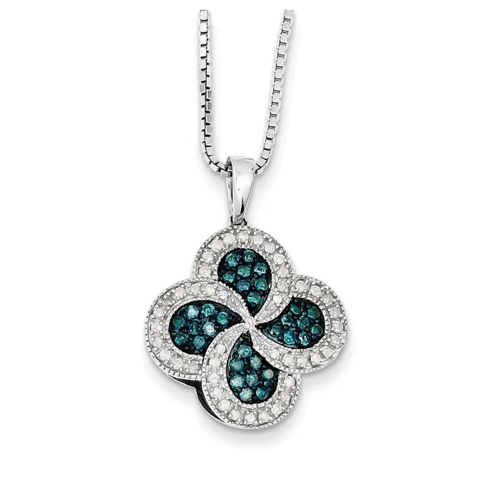 Sterling Silver Blue u0026 White Diamond Pendant Necklace Goldia Necklaces Sterling Silver Blue u0026 White Diamond Pendant Necklace Goldia Necklaces