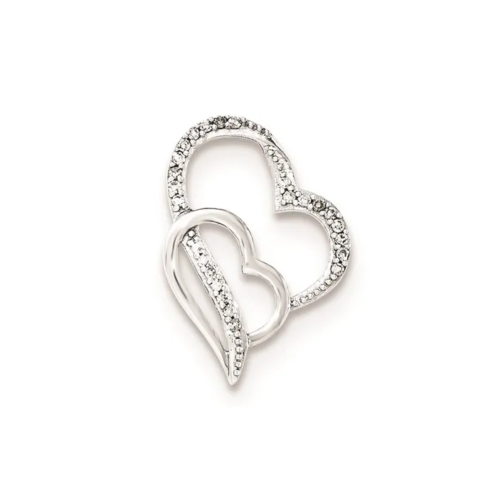 Sterling Silver Diamond Double Heart Slide Pendant Goldia Necklaces