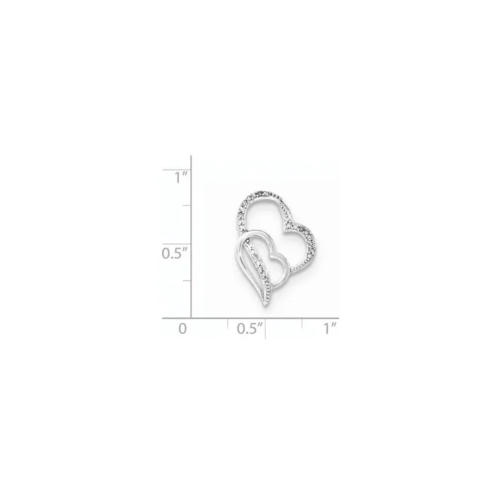 Sterling Silver Diamond Double Heart Slide Pendant Goldia Necklaces