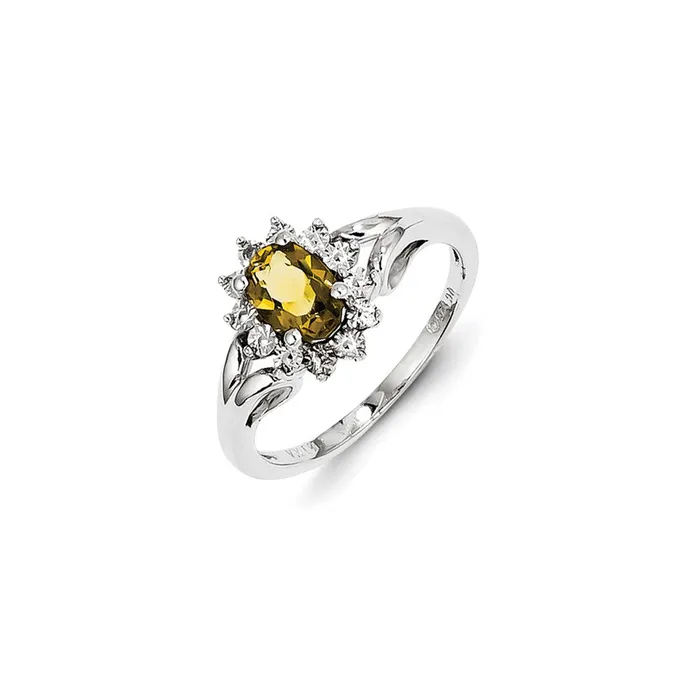 Sterling Silver Diamond u0026 Whiskey Quartz Ring Goldia Rings