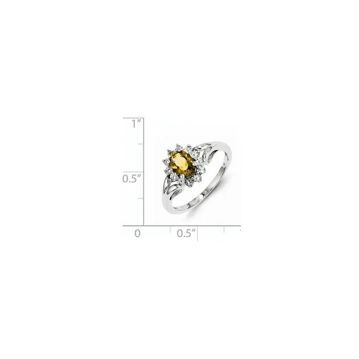 Sterling Silver Diamond u0026 Whiskey Quartz Ring Goldia Rings
