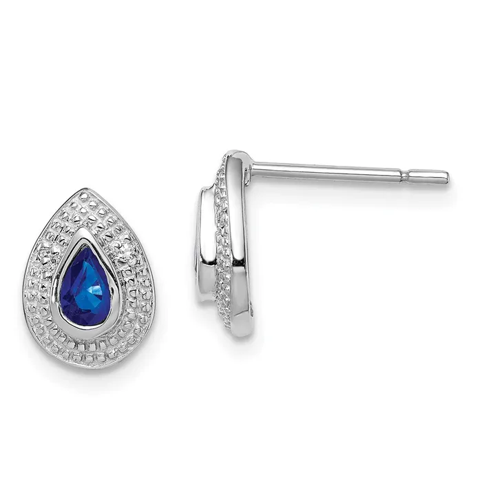 Sterling Silver Rhodium Dark Sapphire u0026 Diamond Post Earrings Goldia Earrings Sterling Silver Rhodium Dark Sapphire u0026 Diamond Post Earrings Goldia Earrings