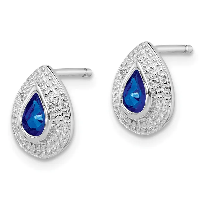 Sterling Silver Rhodium Dark Sapphire u0026 Diamond Post Earrings Goldia Earrings