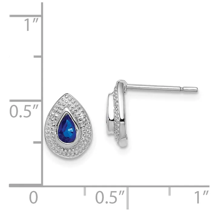 Sterling Silver Rhodium Dark Sapphire u0026 Diamond Post Earrings Goldia Earrings
