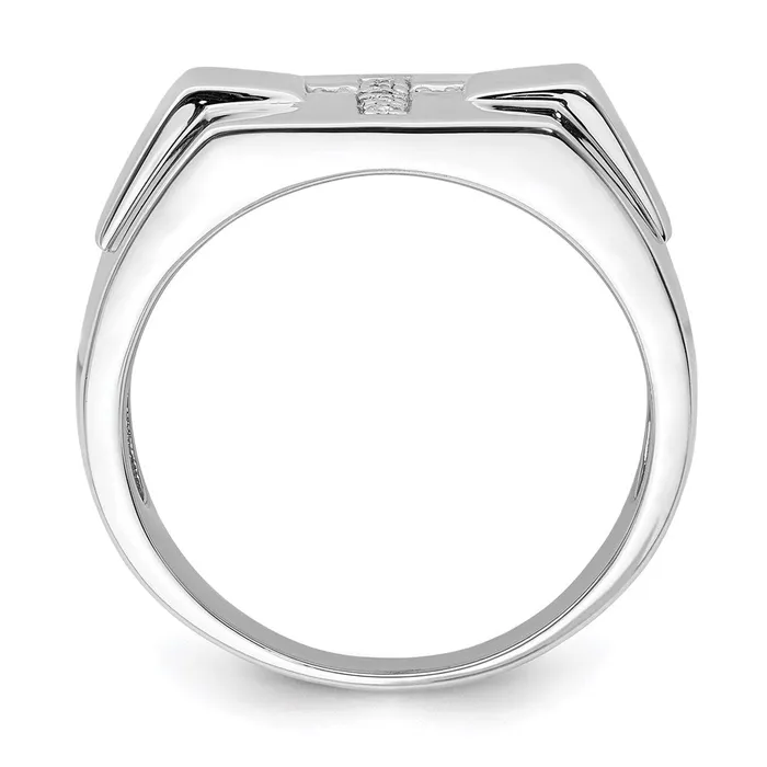 Sterling Silver Rhodium Diamond Cross Signet Ring Goldia Rings