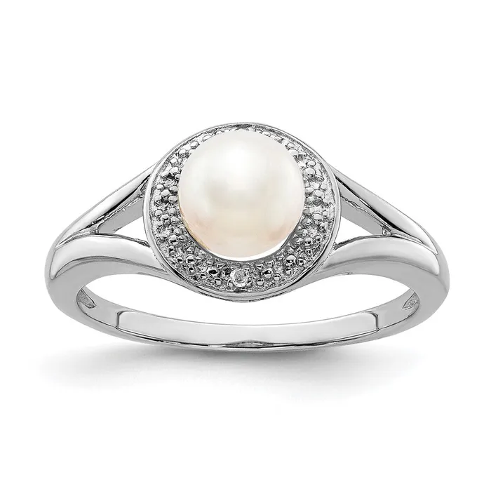 Sterling Silver Rhodiumplated Diamond u0026 FW Cultured Pearl Ring Goldia Rings Sterling Silver Rhodiumplated Diamond u0026 FW Cultured Pearl Ring Goldia Rings