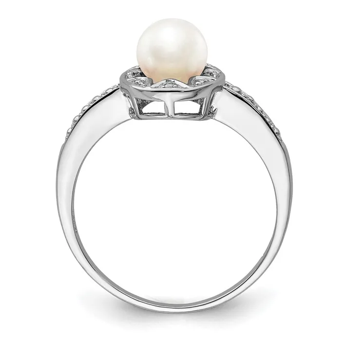 Sterling Silver Rhodiumplated Diamond u0026 FW Cultured Pearl Ring Goldia Rings