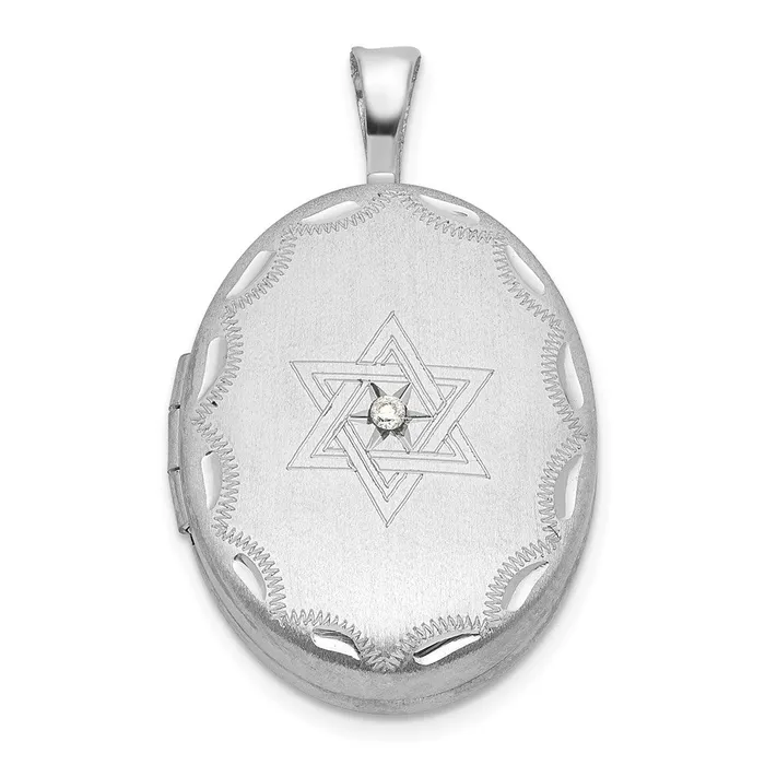 Sterling Silver Satin u0026 Diamondcut Diamond Star of David Oval Locket Goldia Rings Sterling Silver Satin u0026 Diamondcut Diamond Star of David Oval Locket Goldia Rings