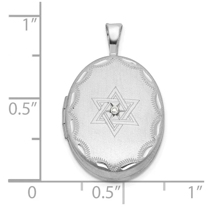 Sterling Silver Satin u0026 Diamondcut Diamond Star of David Oval Locket Goldia Rings