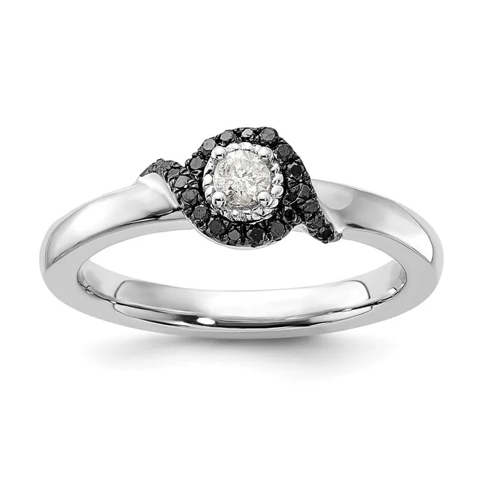 Sterling Silver Stackable Expressions Polished WhiteBlack Diamond Ring Goldia Rings Sterling Silver Stackable Expressions Polished WhiteBlack Diamond Ring Goldia Rings