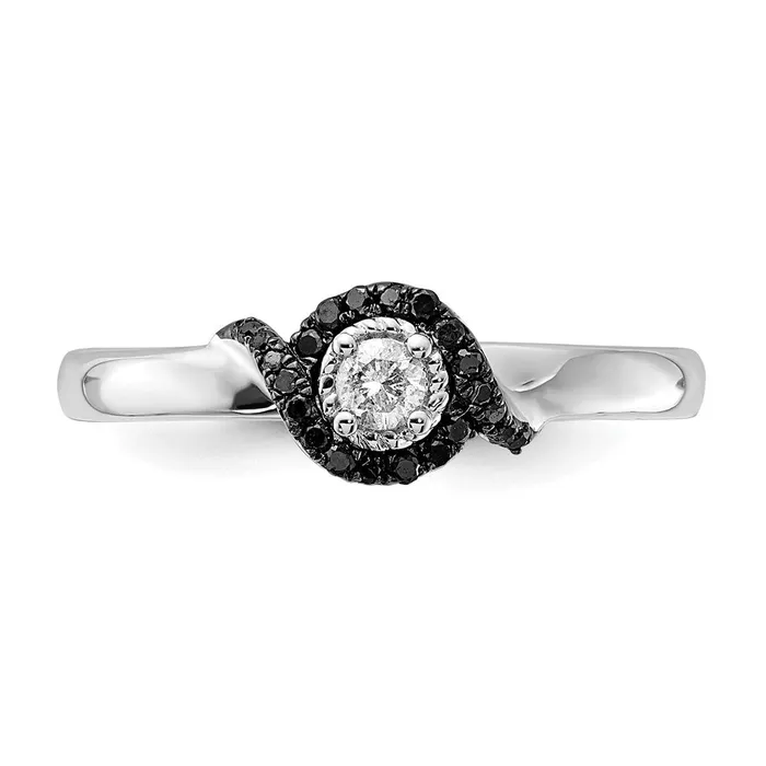 Sterling Silver Stackable Expressions Polished WhiteBlack Diamond Ring Goldia Rings