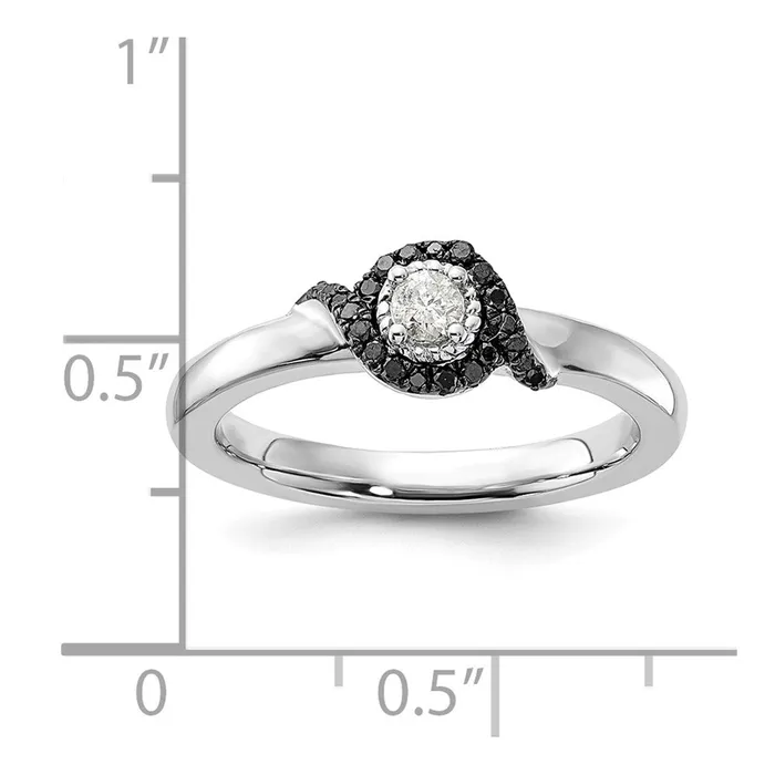Sterling Silver Stackable Expressions Polished WhiteBlack Diamond Ring Goldia Rings