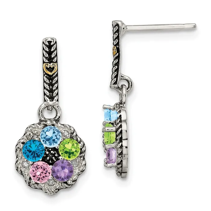 Sterling Silver u0026 14k Fivestone and Diamond Mothers Earring Goldia Earrings