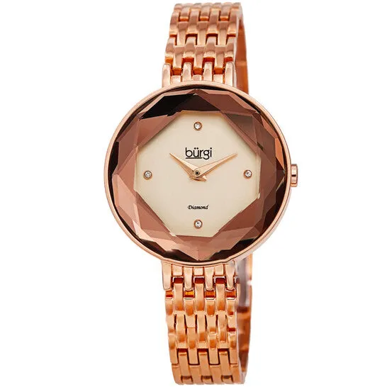 Watches JMS always Original Burgi Faceted Crystal Bezel Diamond Rose Dial Ladies Watch BUR253RG Watches JMS always Original Burgi Faceted Crystal Bezel Diamond Rose Dial Ladies Watch BUR253RG