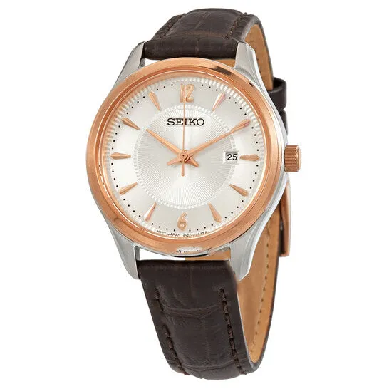 Watches Original Seiko Noble Quartz Silver Dial Brown Leather Ladies Watch SUR428 JMS always Watches Original Seiko Noble Quartz Silver Dial Brown Leather Ladies Watch SUR428 JMS always