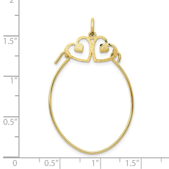 10k Double Heart Charm Holder TreasureFineJewelers Charm Necklaces