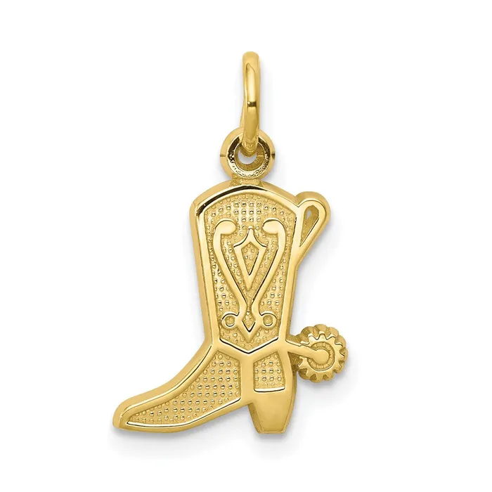 10k Solid Polished Cowboy Boot Charm TreasureFineJewelers Charm Necklaces 10k Solid Polished Cowboy Boot Charm TreasureFineJewelers Charm Necklaces