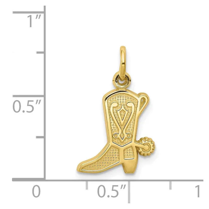 10k Solid Polished Cowboy Boot Charm TreasureFineJewelers Charm Necklaces