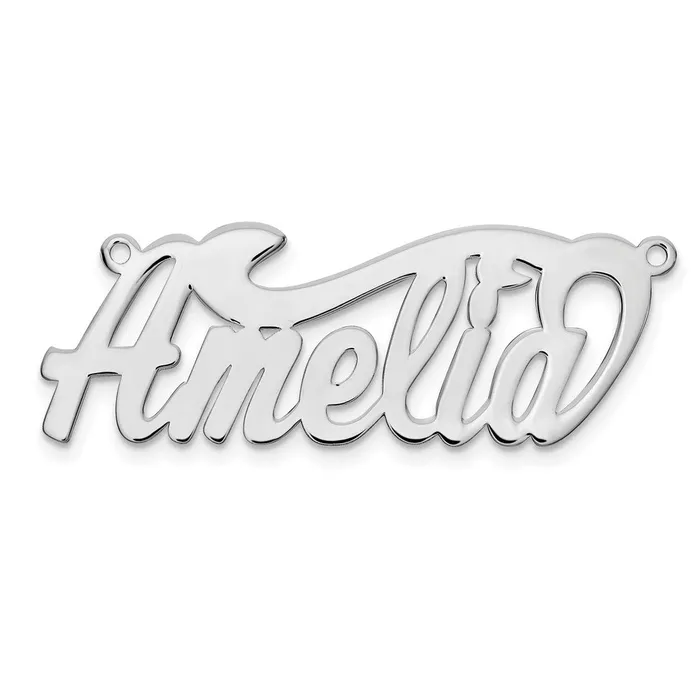 10K White Gold Polished Name Plate TreasureFineJewelers Necklaces