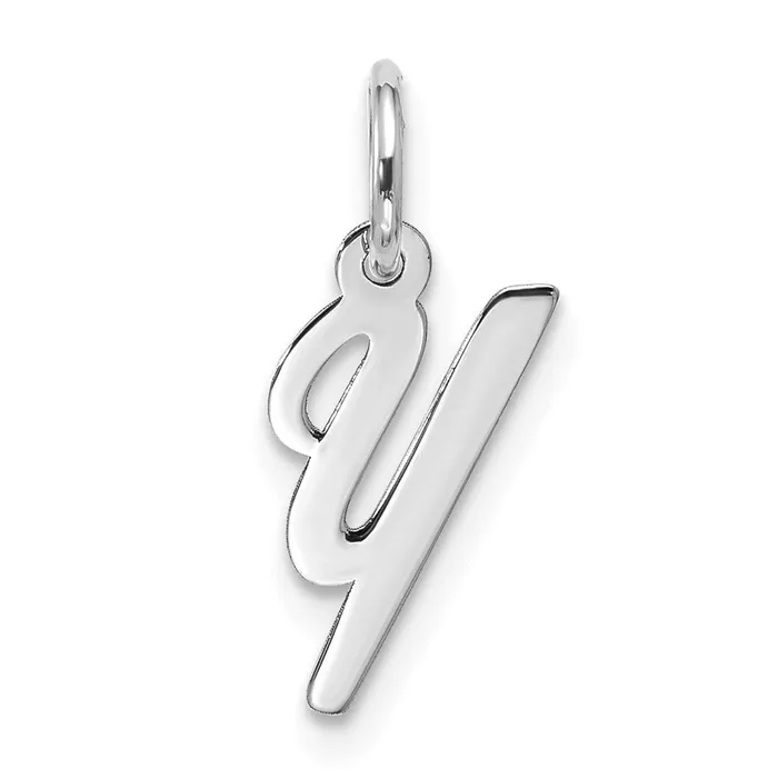 10k White Gold Small Script Initial Y Charm TreasureFineJewelers Charm Necklaces 10k White Gold Small Script Initial Y Charm TreasureFineJewelers Charm Necklaces