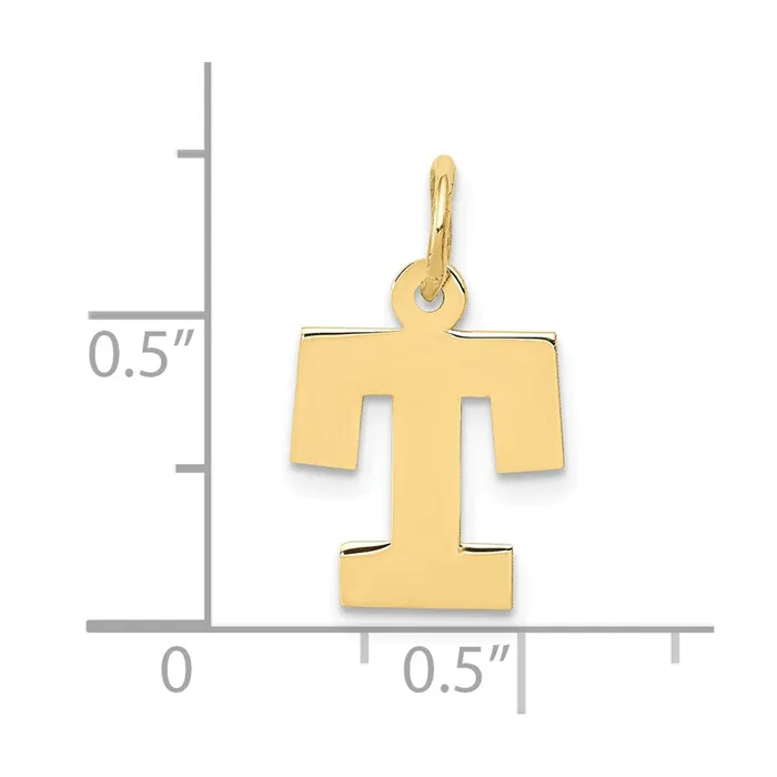 10k Yellow Gold Small Block Initial T Charm TreasureFineJewelers Charm Necklaces
