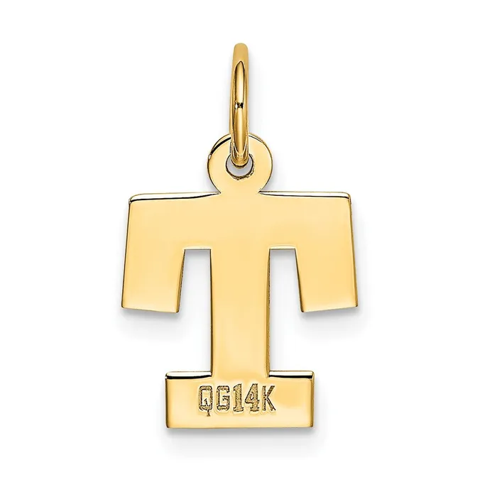 10k Yellow Gold Small Block Initial T Charm TreasureFineJewelers Charm Necklaces