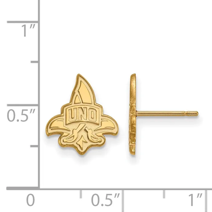 10K Yellow Gold University of New Orleans Small Post Earrings TreasureFineJewelers Earrings
