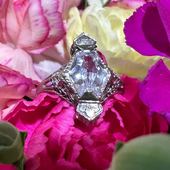 14 Karat White Gold White Sapphire Ring 20001041 ONeills Estate Jewelry Rings 14 Karat White Gold White Sapphire Ring 20001041 ONeills Estate Jewelry Rings