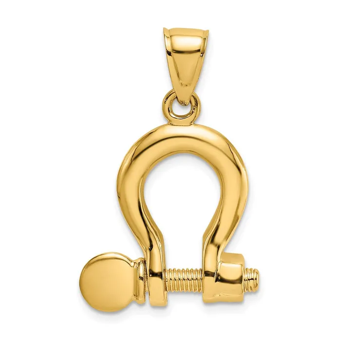 14K 3D Large Shackle Charm TreasureFineJewelers Charm Necklaces