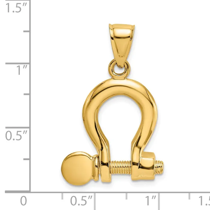 14K 3D Large Shackle Charm TreasureFineJewelers Charm Necklaces
