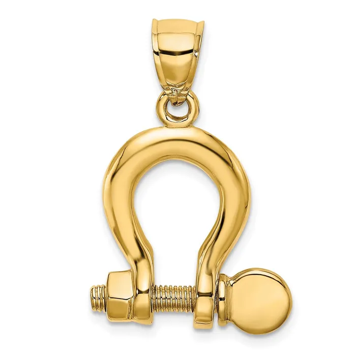 14K 3D Large Shackle Charm TreasureFineJewelers Charm Necklaces