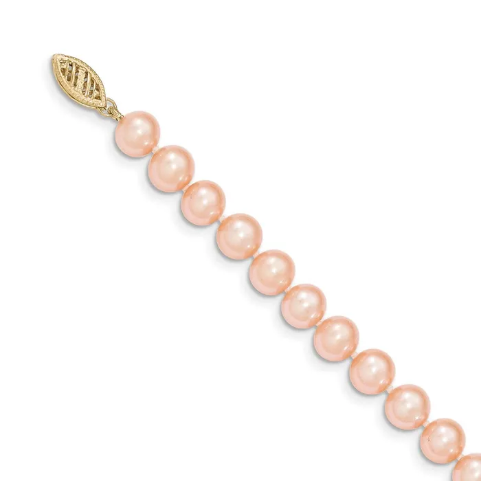14k 78mm Pink Near Round Freshwater Cultured Pearl Necklace TreasureFineJewelers Necklaces