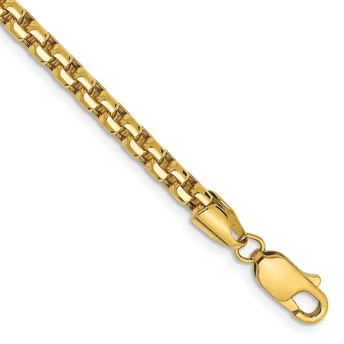 14K 7 inch 36mm SemiSolid Round Box with Lobster Clasp Bracelet TreasureFineJewelers Bracelets 14K 7 inch 36mm SemiSolid Round Box with Lobster Clasp Bracelet TreasureFineJewelers Bracelets