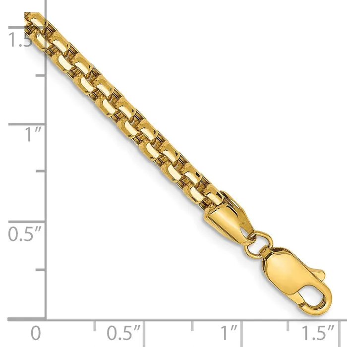 14K 7 inch 36mm SemiSolid Round Box with Lobster Clasp Bracelet TreasureFineJewelers Bracelets