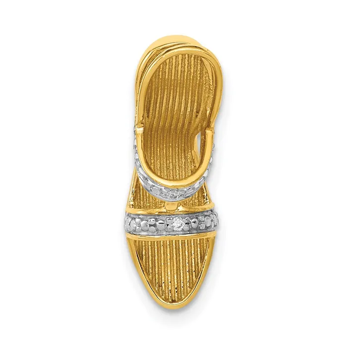 14k and Rhodium Solid 3D 01ct Diamond High Heel Charm TreasureFineJewelers Charm Necklaces