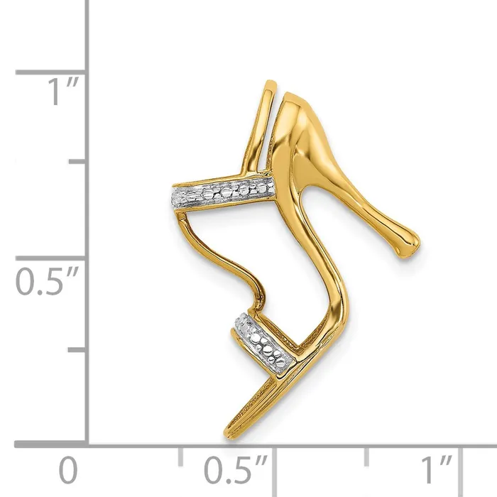 14k and Rhodium Solid 3D 01ct Diamond High Heel Charm TreasureFineJewelers Charm Necklaces