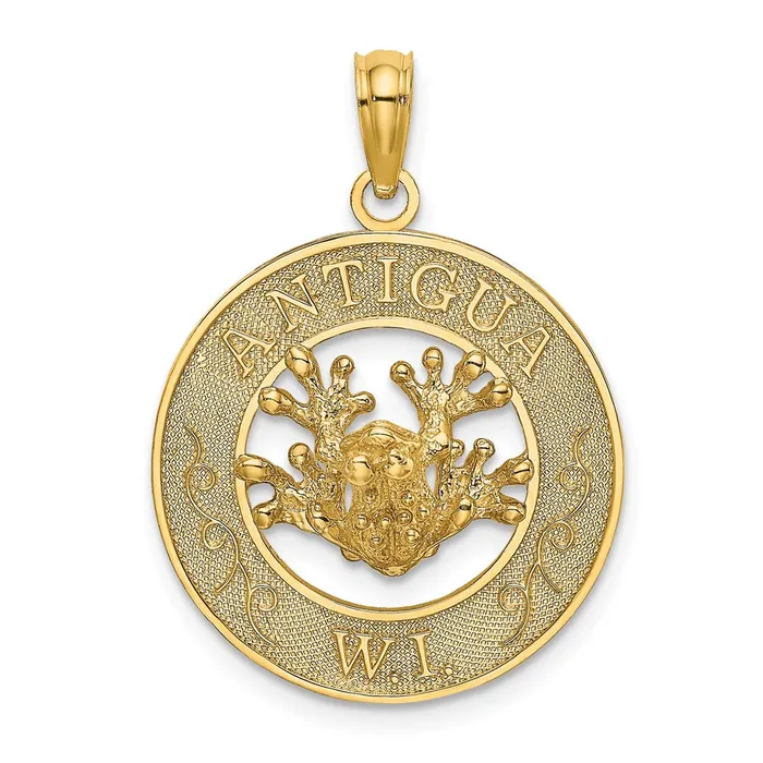 14K ANTIGUA WI Circle w Frog Charm TreasureFineJewelers Charm Necklaces