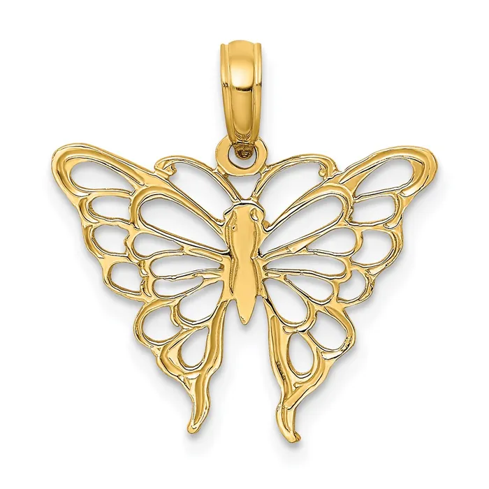 14k Butterfly Charm TreasureFineJewelers Charm Necklaces