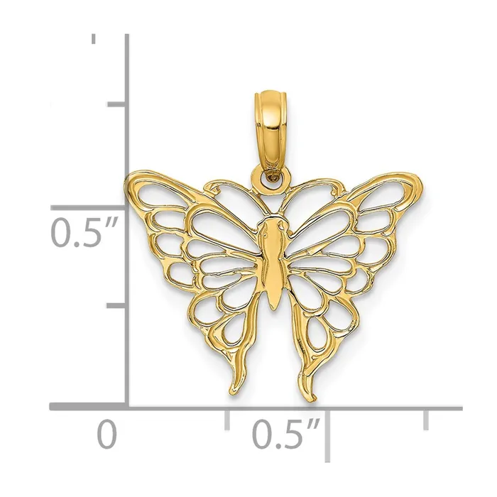 14k Butterfly Charm TreasureFineJewelers Charm Necklaces