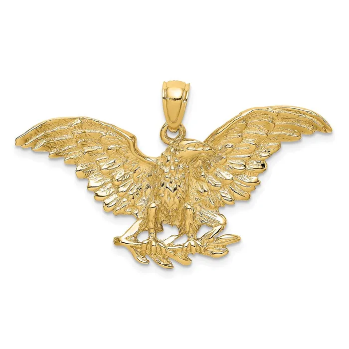 14K Eagle w Wings Spread Charm TreasureFineJewelers Charm Necklaces