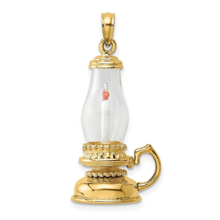 14K Glass w Enamel 3D Candle Lantern Charm TreasureFineJewelers Charm Necklaces 14K Glass w Enamel 3D Candle Lantern Charm TreasureFineJewelers Charm Necklaces