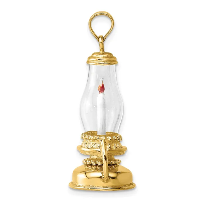 14K Glass w Enamel 3D Candle Lantern Charm TreasureFineJewelers Charm Necklaces