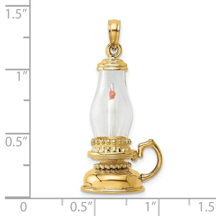 14K Glass w Enamel 3D Candle Lantern Charm TreasureFineJewelers Charm Necklaces