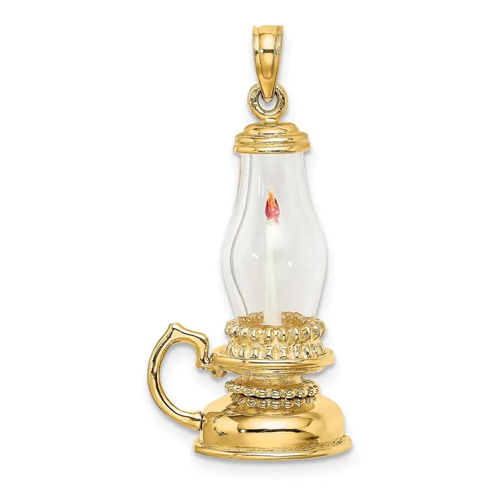 14K Glass w Enamel 3D Candle Lantern Charm TreasureFineJewelers Charm Necklaces