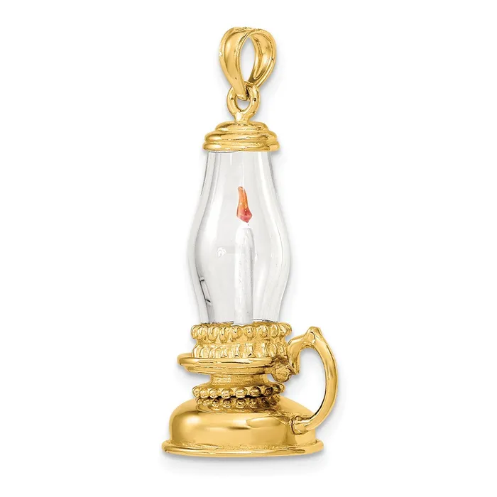 14K Glass w Enamel 3D Candle Lantern Charm TreasureFineJewelers Charm Necklaces