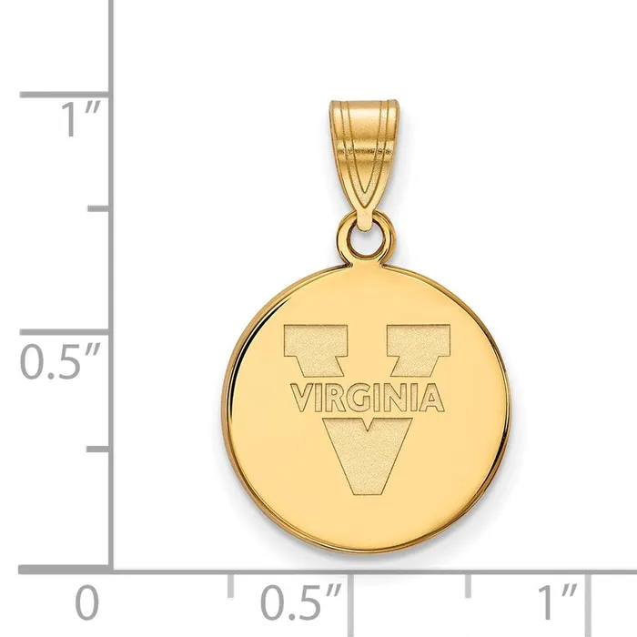 14k Gold University of Virginia Medium Disc Pendant TreasureFineJewelers Necklaces
